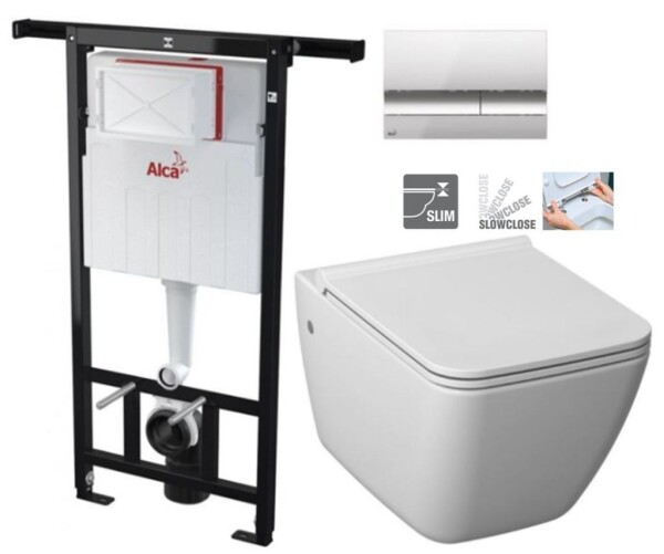 ALCADRAIN Jádromodul - předstěnový instalační systém s chromovým tlačítkem M1721 + WC JIKA PURE + SEDÁTKO SLOWCLOSE AM102/1120 M1721 PU2