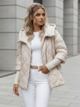 Dámská přechodná prošívaná bunda oversize PUFFILOF light beige FashionStreet TY4856 L