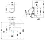 DURAVIT - ME by Starck Pisoár, zadní přívod, Rimless, WonderGliss, bílá 28123000001