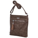 Příjemná dámská koženková crossbody s výraznou ozdobou Alice, hnědobéžová