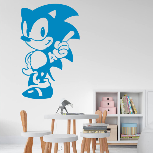 Samolepka Ježek Sonic Barva: modrá, Velikost: 60 x 37 cm