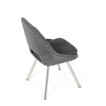 Židle jídelní, šedá látka, kovové nohy, broušená nerez.