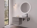 CERANO - Koupelnová skříňka Carole - betonově šedá + deska pod umyvadlo Navira Slim - 18 mm + konzole černá - 120x49,8x46 CER-606096