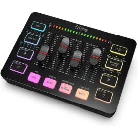 FIFINE SC3 audio mixer RGB černá / mixážní pult / 18 efektů / XLR / 2x 3.5mm Jack (FIFSC3BK)