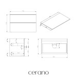 CERANO - Koupelnová skříňka Velora - bílá matná, úchytka zlatá + deska pod umyvadlo Navira Slim - 18 mm - 80x54,8x46,5 CER-664753