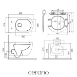 CERANO - Kompletní WC set Basic/Felci - bílá lesklá - WC tlačítko Modulo/Bílá - pro zazdění - 53x37 CER-8050BD86091