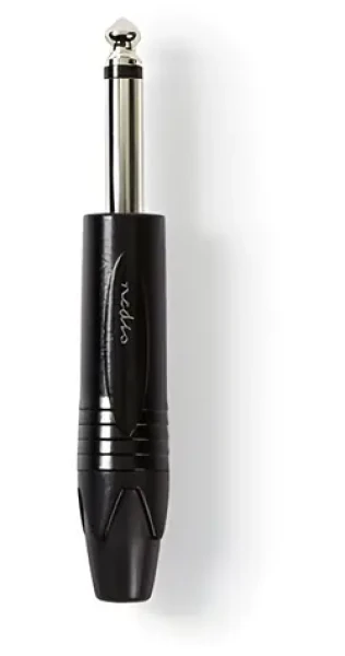 Nedis Jack konektor 6.35 mm (M) černý poniklovaný (COTP23900BK) / Konektor / Pájecí / Přímý (COTP23900BK)