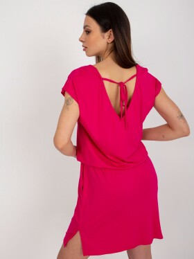 Fuchsiové ležérní šaty s krátkým rukávem RUE PARIS