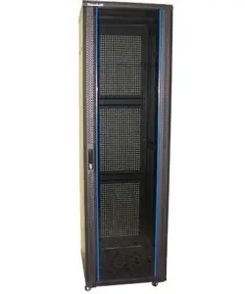 XtendLan 47U/600x800 černá / Stojanový rozvaděč / 19" / skleněné dveře / perforovaná záda (TELCO-47U-68-BLACK-S)