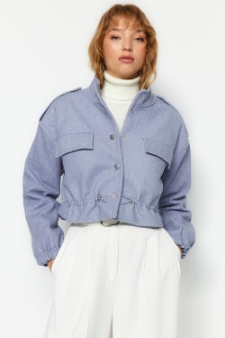 Trendyol Blue Oversize širokoúhlý nařasený detailní razítkový kabát