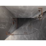 MEXEN/S - Lunar L sprchový kout čtvrtkruh křídlový levá 90 x 80, transparent, měď kartáčovaná 833L-090L-080P-65-00