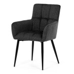 Židle jídelní, tmavě šedá látka, černý kov