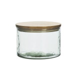 MADAM STOLTZ Skleněná dóza s dřevěným víčkem Bamboo, čirá barva, sklo, dřevo