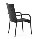 Židle zahradní, černý umělý ratan, kov, stohovatelná.