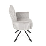 Židle jídelní, krémová manšestrová látka, 360° vratný mechanismus, černý kov