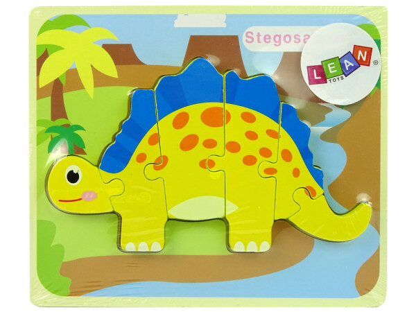 Mamido Dřevěné puzzle pro nejmenší dinosaurus žluté