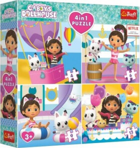 Puzzle 4v1 Gabby's Dollhouse 18,5x16cm v krabici 20x20x5cm