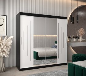 Šatní skříň Abi Y1 Barva korpusu: Černá, Rozměry: 200 cm, Dveře: Bílá