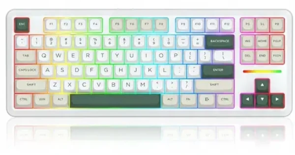 Redragon Wildslash Pro bílá / Herní klávesnice / mechanická / bezdrátová / podsvícená (K734WCG-RGB-PRO)