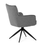 Židle jídelní, taštičkové pružiny v sedáku, 180° otočný mechanismus, šedá voděodolná látka, černý kov