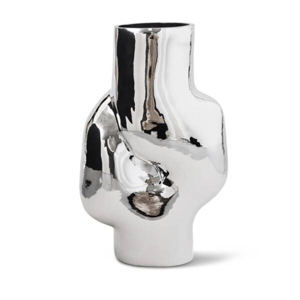 HK living Skleněná váza Gleam Chrome 3,5 l, stříbrná barva, sklo