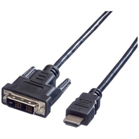Value DVI kabel DVI-D 18 + 1 pól Zástrčka, Zástrčka HDMI-A 5.00 m černá 11.99.5552 stíněný DVI kabel