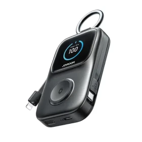 Joyroom JR-W19 černá / Powerbanka / 5000 mAh / 1x USB-C / 1x Lightning + 1x USB-C kabel / bezdrátové nabíjení (6956116781514)