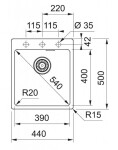 FRANKE - Maris Fragranitový dřez MRG 610-39 FTL, 44x50 cm, matná černá 114.0661.448