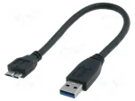 Digitus USB 3.0 černá / USB kabel / USB A - Micro USB B / 0,25 m (AK-300117-003-S)