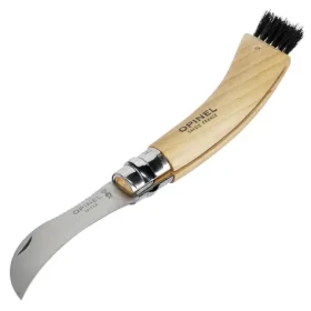 Opinel 8 houbařský nůž zavírací s kartáčkem na čištění hub 8 cm / dřevěná rukojeť (1252)