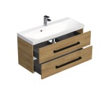 Koupelnová skříňka s černou úchytkou a umyvadlem SAT Cube Way 100x53x40 cm dub Hickory mat CUBE2C100ZDH CUBE2C100ZDH