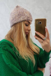 Čepice s mohérem Leopard K233 pudrově růžová UNI