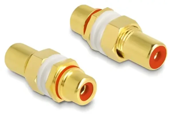 Delock Cinch adaptér zlato-červený / Audio adaptér / 2x Cinch samice/samice / pro vestavbu (64142)