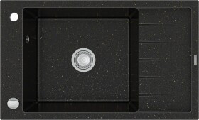 MEXEN Elias granitový dřez mísa dřez vypouštěním krátký Board 795x480 mm, černá kovové zlato 6511791005-75