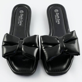 Černé dámské pantofle mašlí (H47) odcienie czerni XL (42)