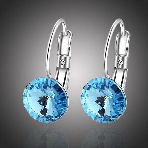 Náušnice Amanda Topaz - 8 mm krystal Swarovski, Modrá