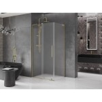 MEXEN/S - Velar L sprchový kout, posuvné dveře 120 x 100, dekor, zlato 871-120-100-33-50