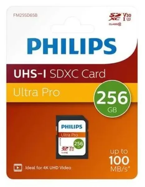 Philips SDXC 256GB / Paměťová karta / Class 10 / UHS-I U3 / V30 / A1 / čtení 100 MB/s (FM25SD65B/00)