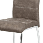 Jídelní židle, potah hnědá látka COWBOY v dekoru vintage kůže, bílé prošití, kov