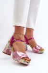 Dámské sandály na podpatku ve květech D&A CR980 růžové 36