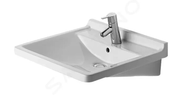 DURAVIT - Starck 3 Umyvadlo 600x545 mm, bezbariérové, 1 otvor pro baterii, s WonderGliss, alpská bílá 03096000001