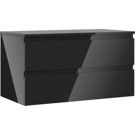 MEXEN/S - Orio koupelnová skříňka pod umyvadlo 90 cm s deskou, 2 zásuvky, černá lesk 91A10-09047-2-BFFC70