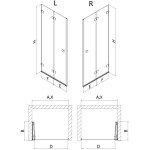 MEXEN/S - Lunar-F skládací sprchové dveře pravé 95, transparent, nikl kartáčovaný 836-095-000-97-00-P