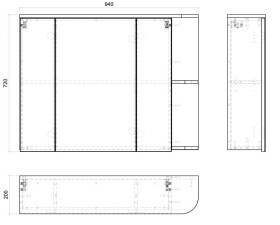 COMAD - Zrcadlová skříňka 90cm 3 dvířka PLATINUM 5907611648247