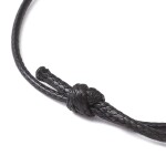 Polotovar pro výrobu náramku z voskované šnůry s kroužky - černý - 13–24 cm - 1 ks