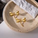 ELENYS Golden Dragonfly – pozlacené náušnice 18K žluté zlato