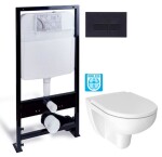 PRIM - předstěnový instalační systém s černým tlačítkem 20/0044 + WC JIKA LYRA PLUS RIMLESS + SEDÁTKO DURAPLAST PRIM_20/0026 44 LY1