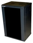 XtendLan 15U 600x450 / Nástěnný rozvaděč / jednodílný / skleněné dveře (WS-15U-64-BLACK)