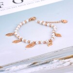 Perlový náramek Dora Gold - chirurgická ocel, perla, Zlatá 16 cm + 4 cm (prodloužení)