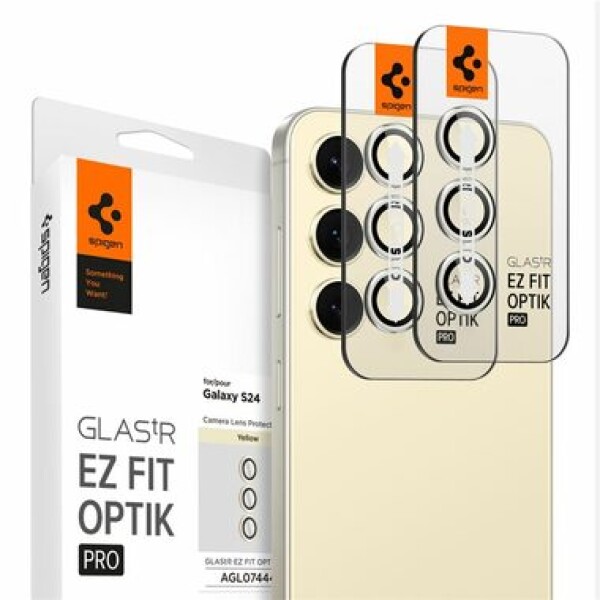 Spigen Glass tR EZ Fit Optik Pro ochranné sklo na fotoaparát pro Samsung Galaxy S24 2ks žlutá (AGL07444)